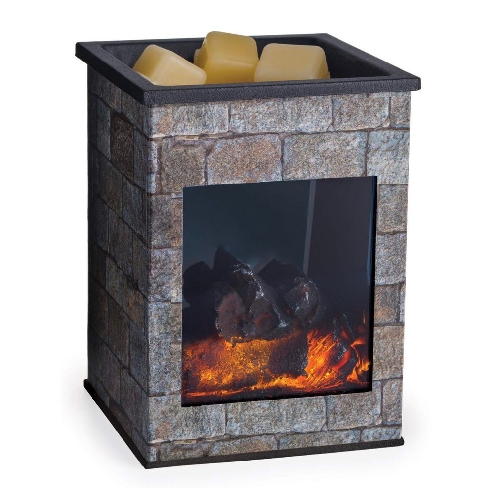 Fireplace Plug In‎ Wax Warmer Plug In Home Decor Gray Faux Stone LED Flame